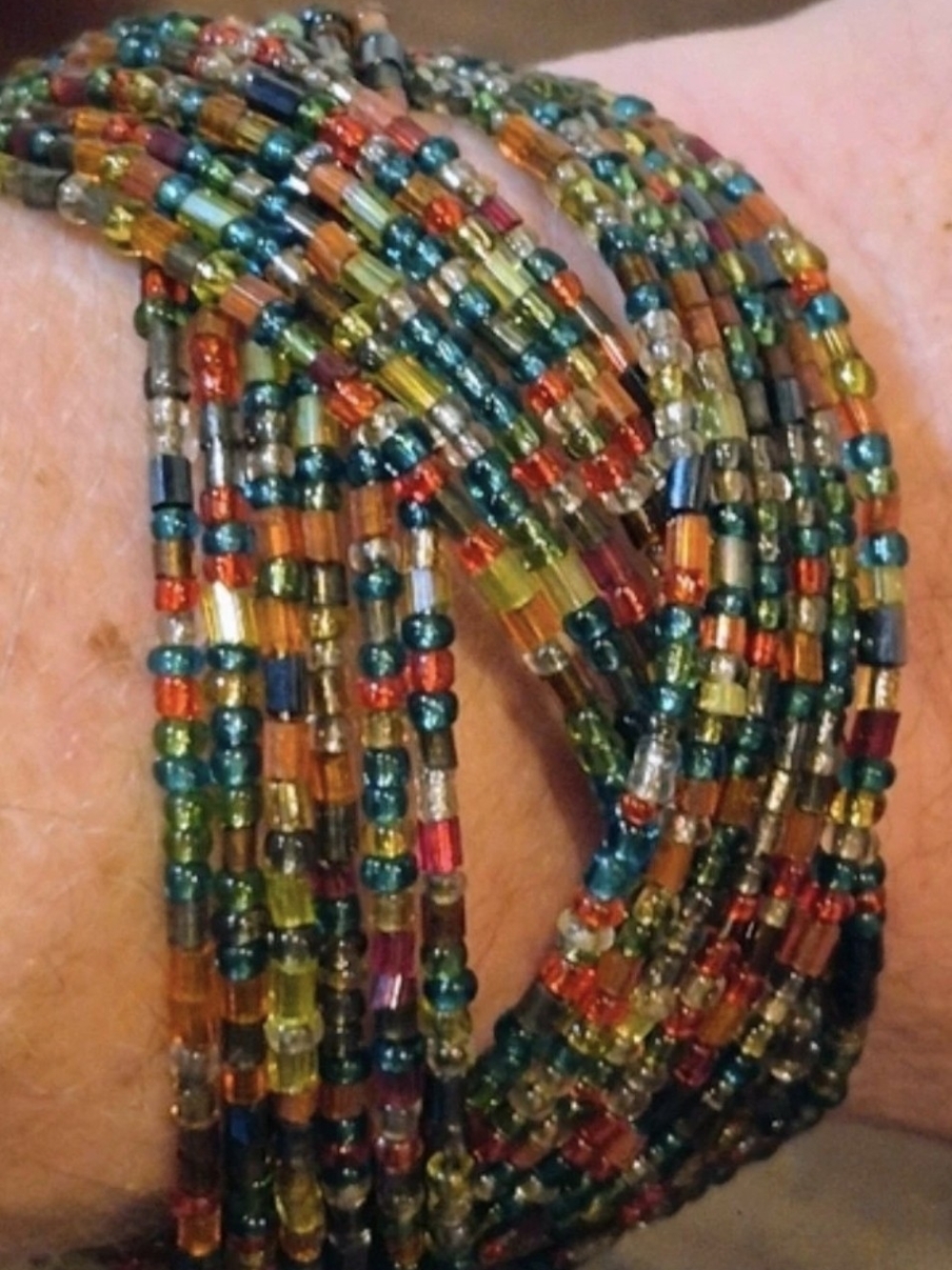 Boho Earth Tone Seed Bead Cuff Bracelet